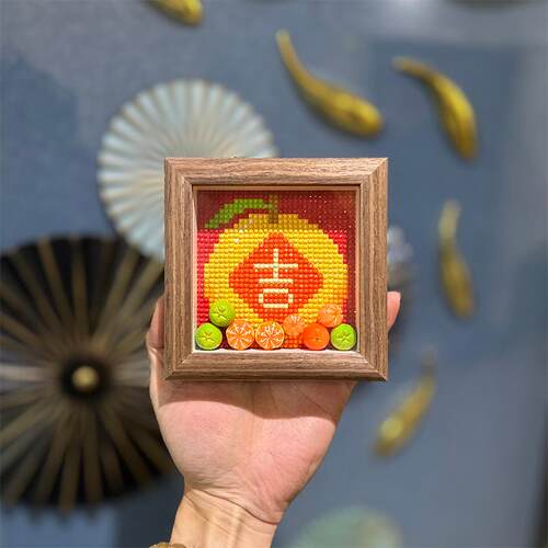 真玻璃相框送橘子大吉满钻钻石画
