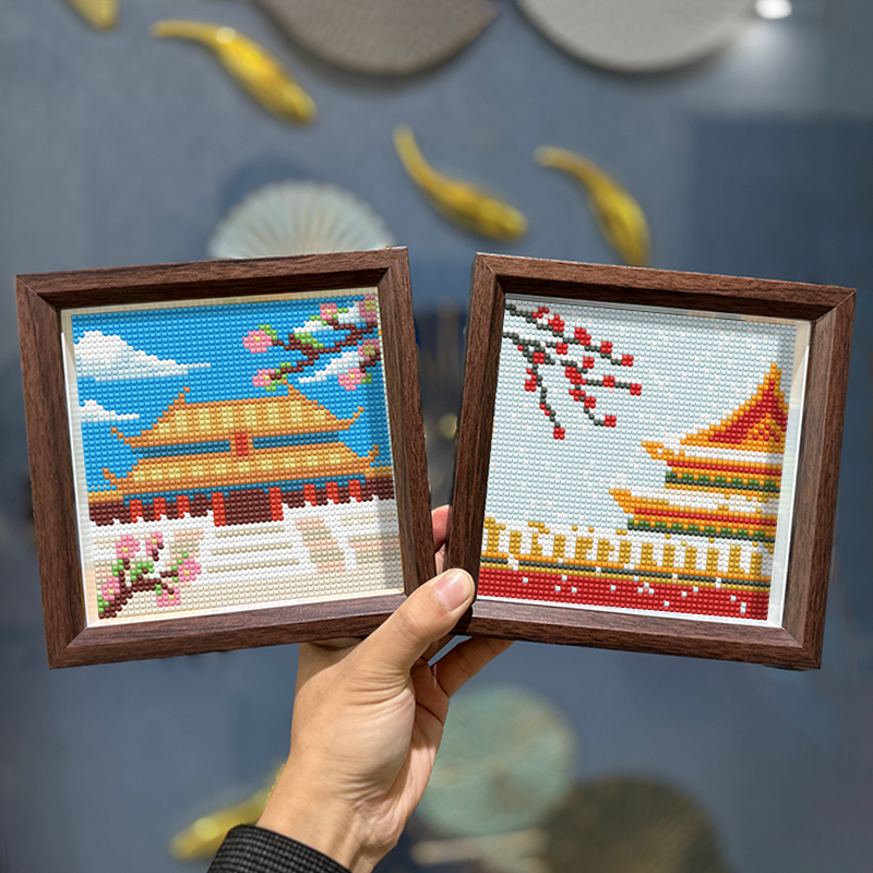带相框 满钻石画中国风春夏秋冬2024新款新手DIY钻石贴风景摆台,居家布艺,钻石绣,淘宝优惠券,粉丝福利购,淘宝优惠卷