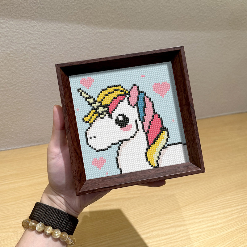 摆台带框钻石画2024新款彩色卡通独角兽5d贴钻十字绣简单餐厅满钻,居家布艺,钻石绣,淘宝优惠券,粉丝福利购,淘宝优惠卷