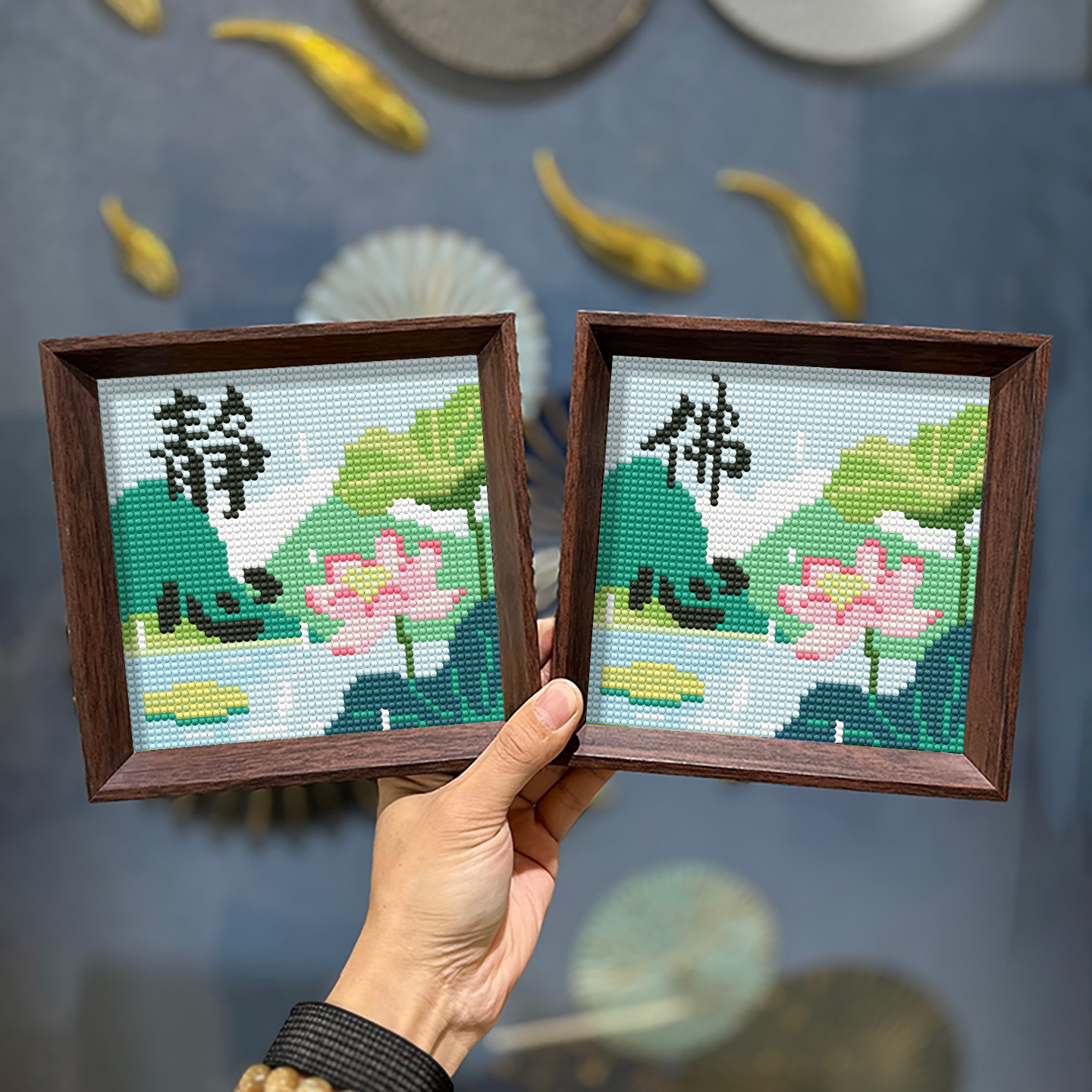 带框摆台新手荷花钻石画静心中国风佛心点钻钻石绣钻石贴2026新款