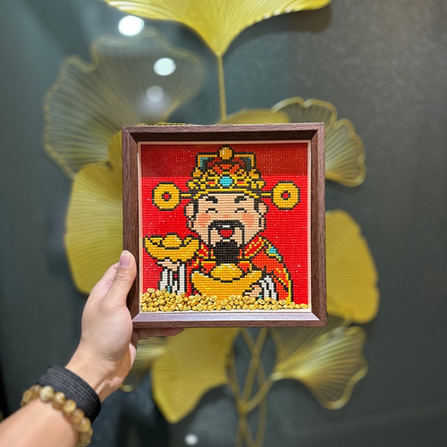 真玻璃钻石画财神送元宝