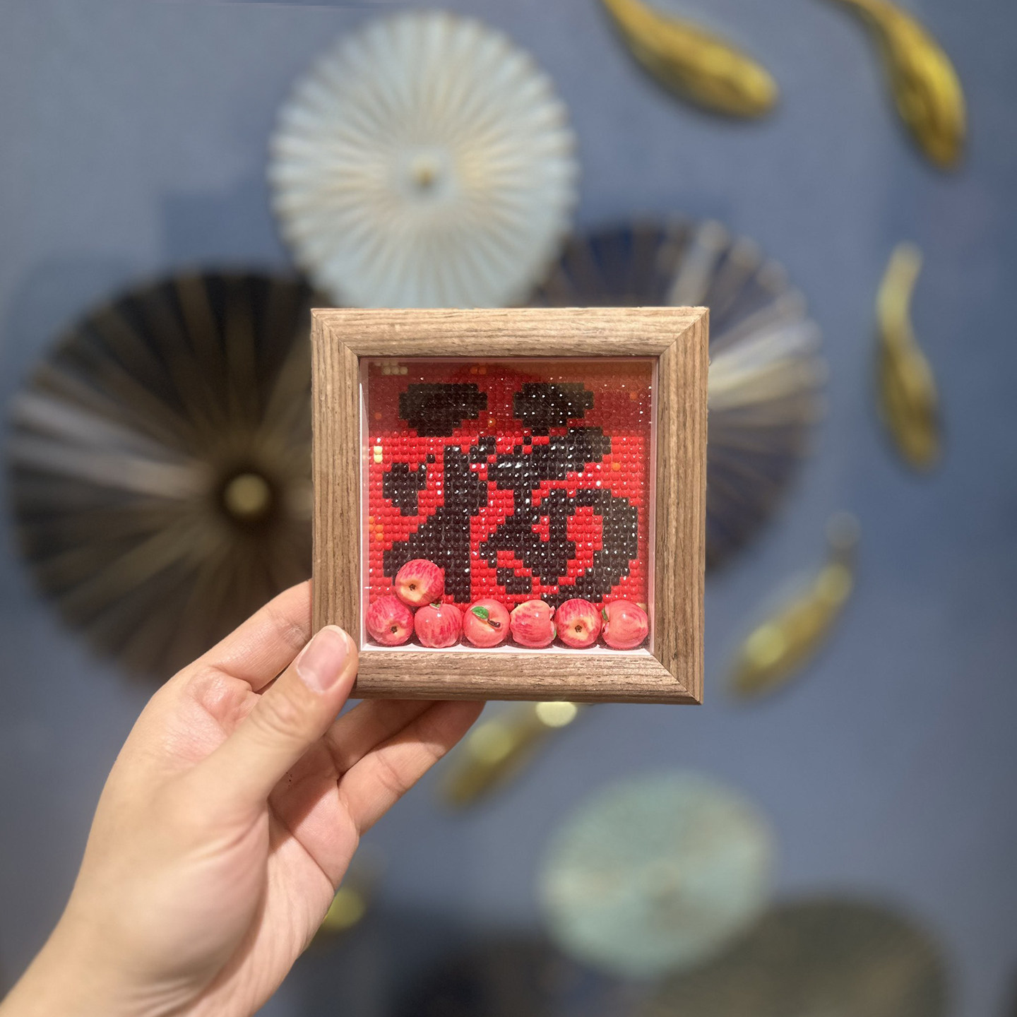 送仿真苹果 带框钻石画2026新款平安喜乐餐厅手工钻石贴钻石绣