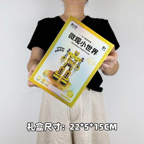 DIY过家家微观小世界拼装大黄蜂益智拼插带灯光幼儿园培训班礼物