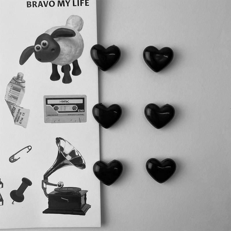 黑白格子ins爱心冰箱贴磁吸装饰