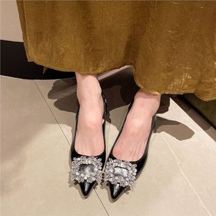 新款 女大码 2025夏季 外穿细跟单鞋 女 女鞋 41一42宽胖脚水钻包头凉鞋