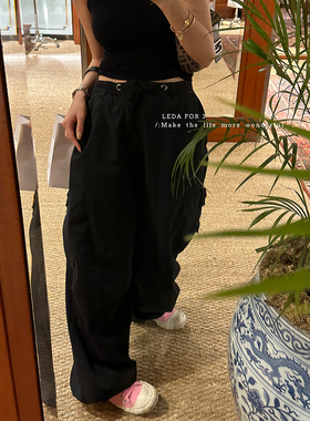 LEDAFOR3 海狸iris同款 美式复古 抽绳宽松阔腿工装伞兵休闲裤