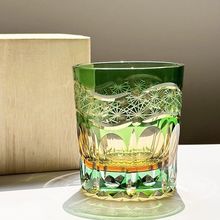 江户切子高端绿曙光威士忌酒杯无铅水晶玻璃清仓送礼木盒洋酒杯子