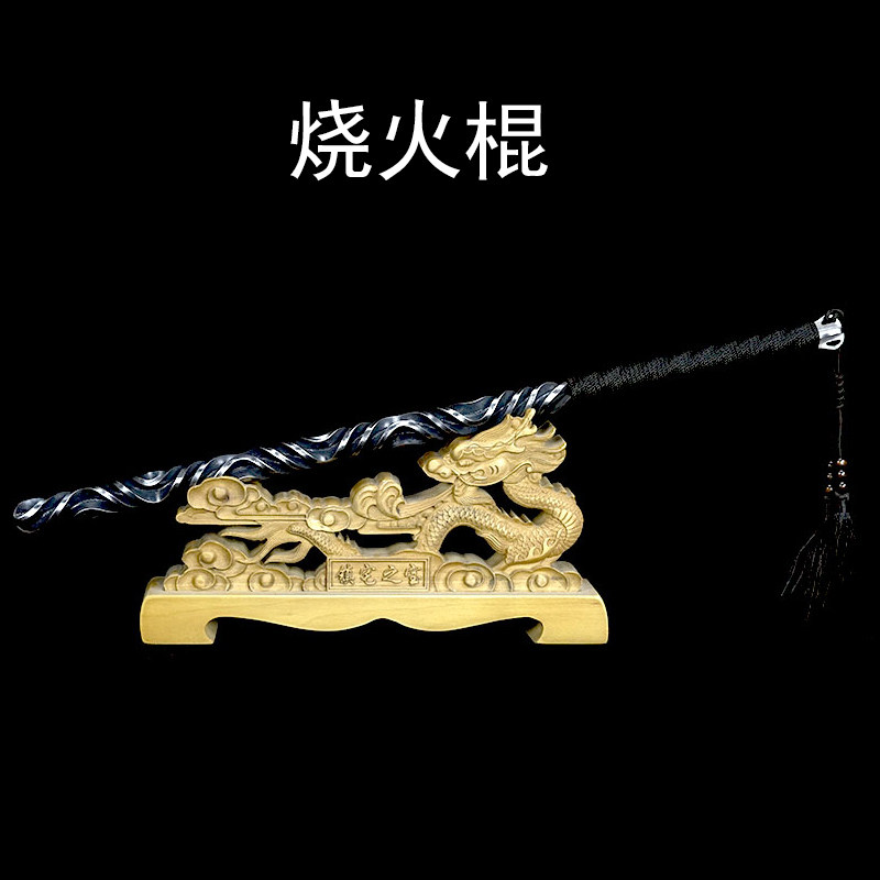 钼钒钢短棍武术表演训练摆件车载自卫防身棍棒一体实心钢棍冷兵器