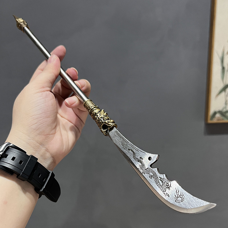 迷你关公青龙茶刀微型兵器配件三国武器1比6微刀微兵零件桌面摆件
