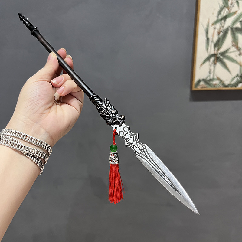 【买一送二】赵云龙胆枪微兵器摆件个人手工茶刀复古把玩玄关家居