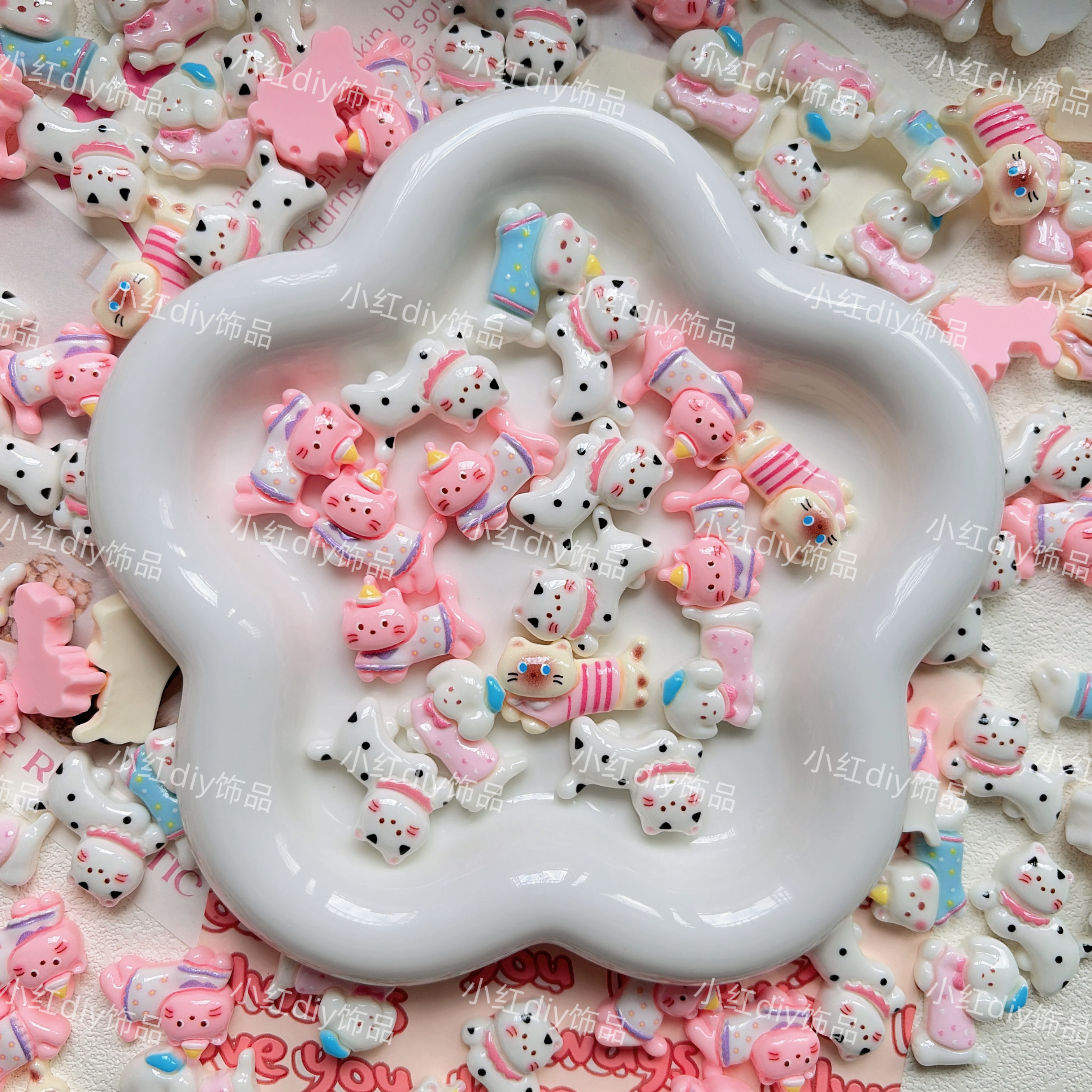 卡通可爱小狗小猫跑跑diy奶油胶装饰发夹物料应援搭配过家家鞋扣
