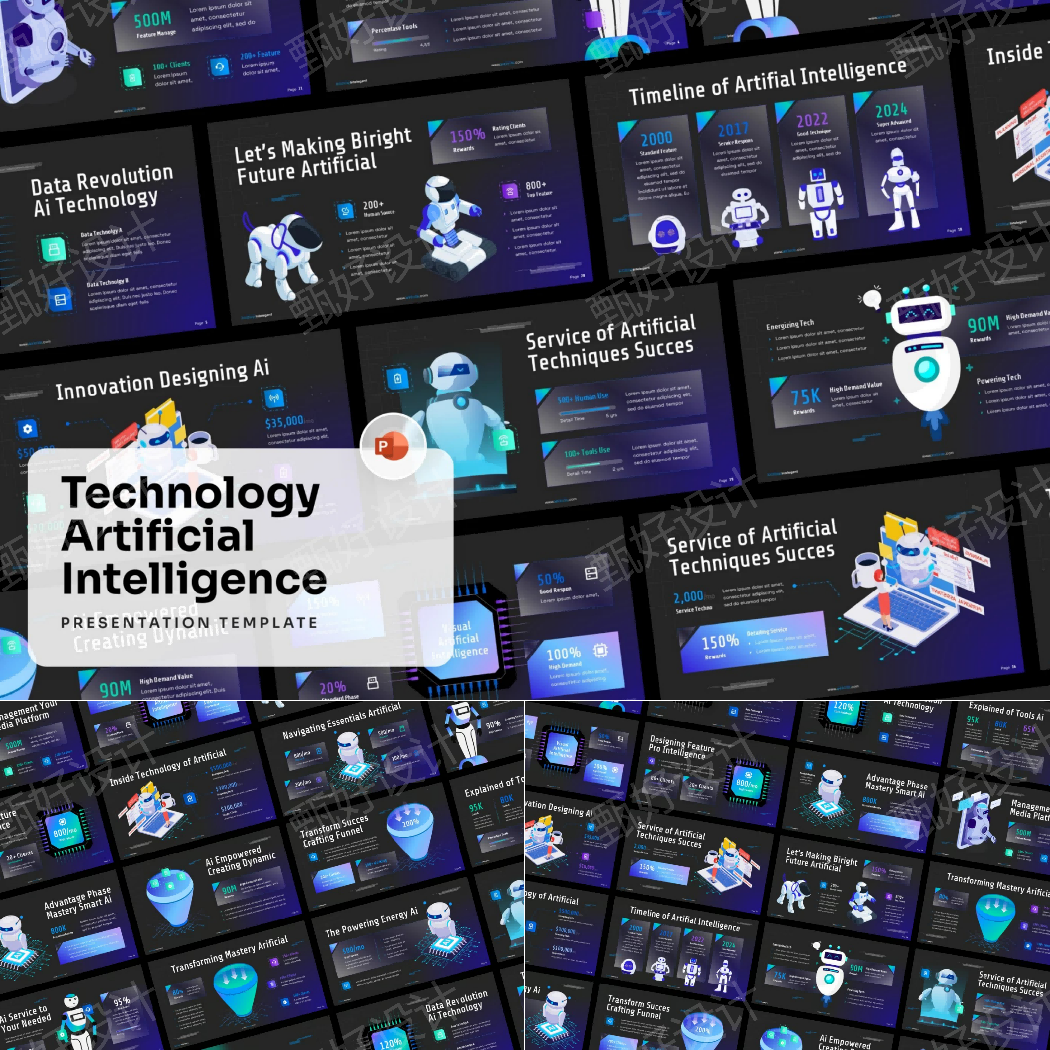 ppt模板技术AI人工智能机器人信息图品牌营销投资管理培训1025