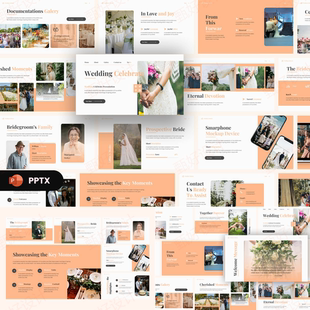 ppt模板婚庆活动策划橙色风格商业品牌产品服务业务投资营销426