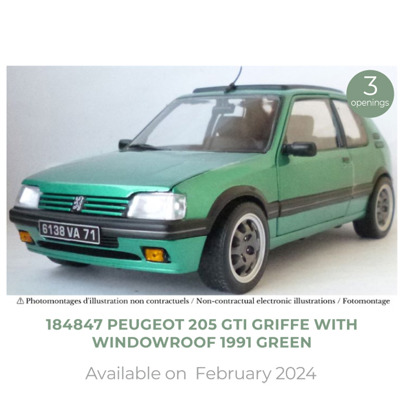 NOREV 1/18 标致Peugeot 205 GTi Griffe 1991 绿色 合金汽车模型