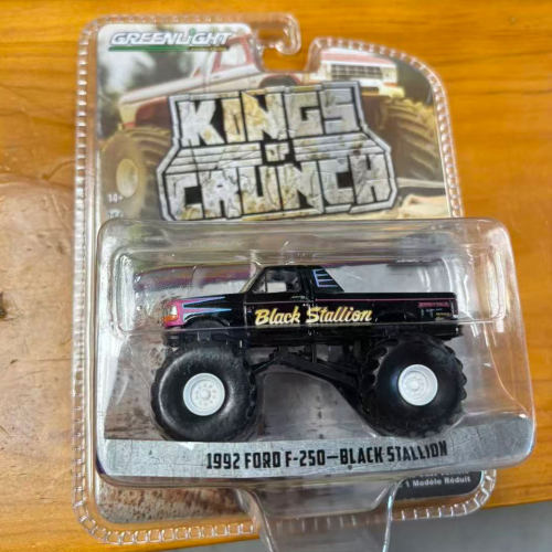 绿光1/64合金车模1992福特F-250黑马怪物卡车Black Stallion收藏