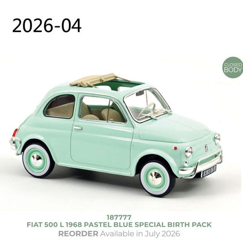 NOREV 1/18 菲亚特Fiat 500 L 1968 Pastel Blue 合金汽车模型