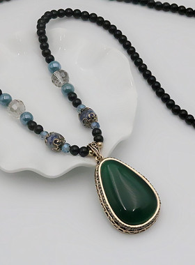 绿猫眼石圆珠链子女吊坠