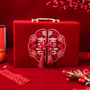 彩礼盒子定亲结婚订婚礼金箱女方陪嫁喜箱三金男方提亲聘礼盒现金