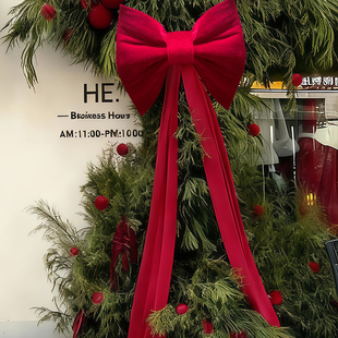 春节元旦装饰挂件店铺商场窗户门口红丝绒蝴蝶结氛围场景布置室内