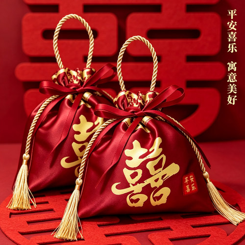 婚礼专用中国风抽绳喜糖袋伴手礼