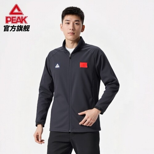 匹克爱国服梭织运动风衣男士立领拉链中式外套商务国旗款行政夹克