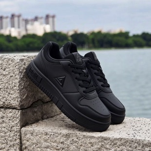 Peak匹克黑色板鞋男女通用透气厚底休闲鞋百搭圆头运动鞋青年校园