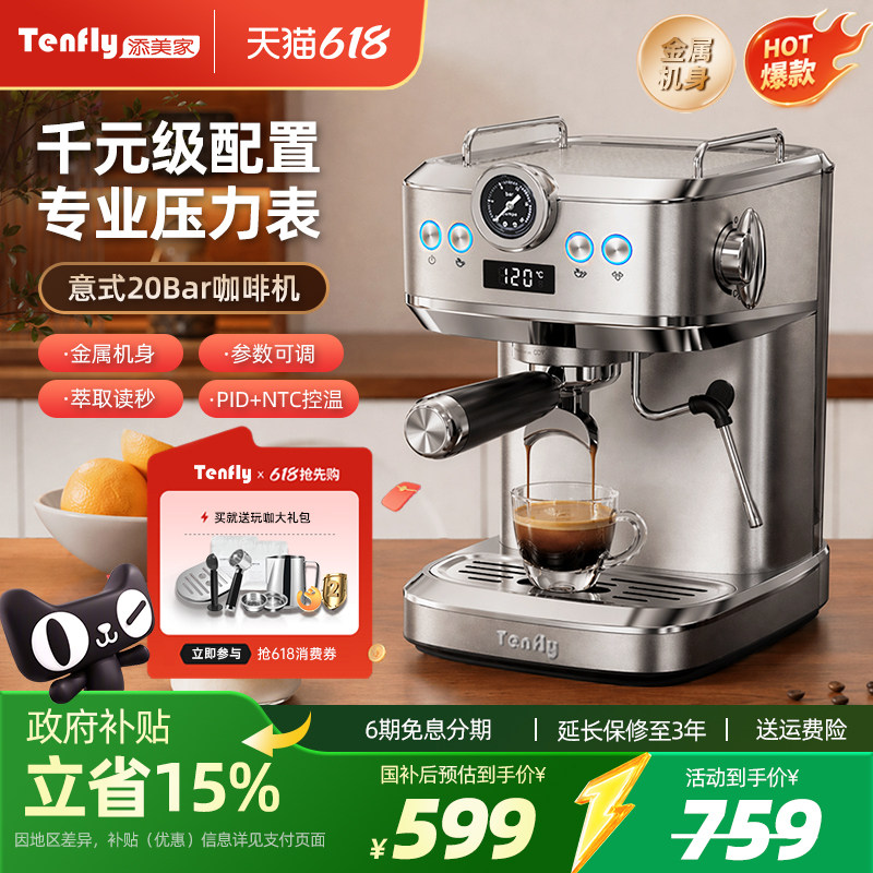 德国Tenfly意式专业咖啡机20Ba