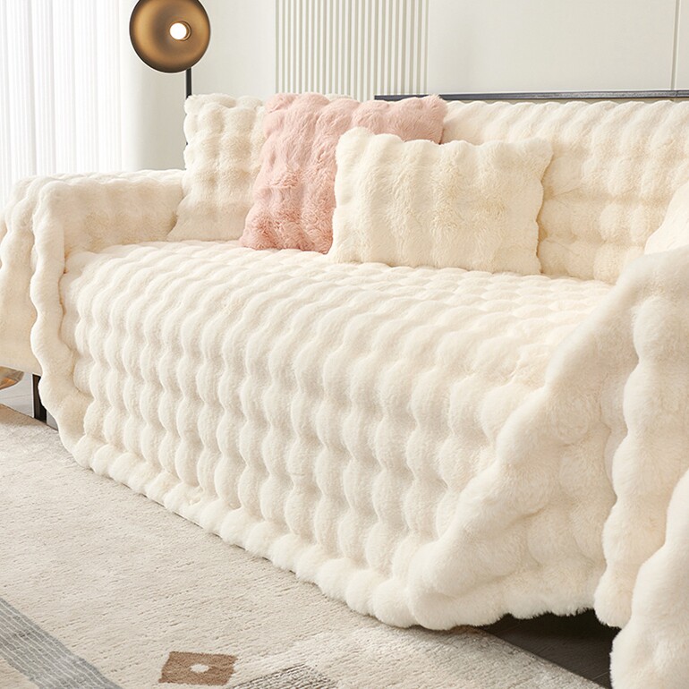 奶油风2025新款兔毛绒网红沙发盖布巾防滑沙发套罩防猫抓坐垫毯子,居家布艺,沙发垫,淘宝优惠券,粉丝福利购,淘宝优惠卷