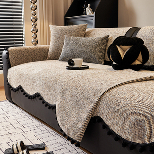 复古雪尼尔异形沙发垫四季通用固定防滑高级感直排坐垫2025新款