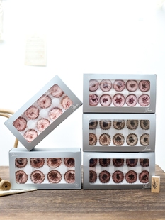 花纪永生花diy玫瑰花盒钥匙扣中号A级3-4cm国产8朵装奥斯汀整盒装
