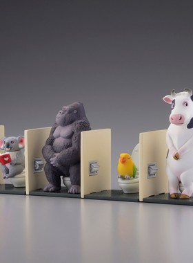 日本进口正版moniQ动物上厕所盲盒摆件考拉猩猩奶牛小鸟摆件