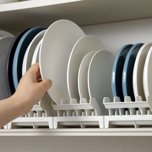 INOMATA日本进口立式盘子收纳架大碟子整理架沥水架餐具盘子托盘