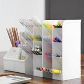 日本进口YAMADA办公笔筒斜插式 桌面创意学生文具笔盒化妆品收纳盒