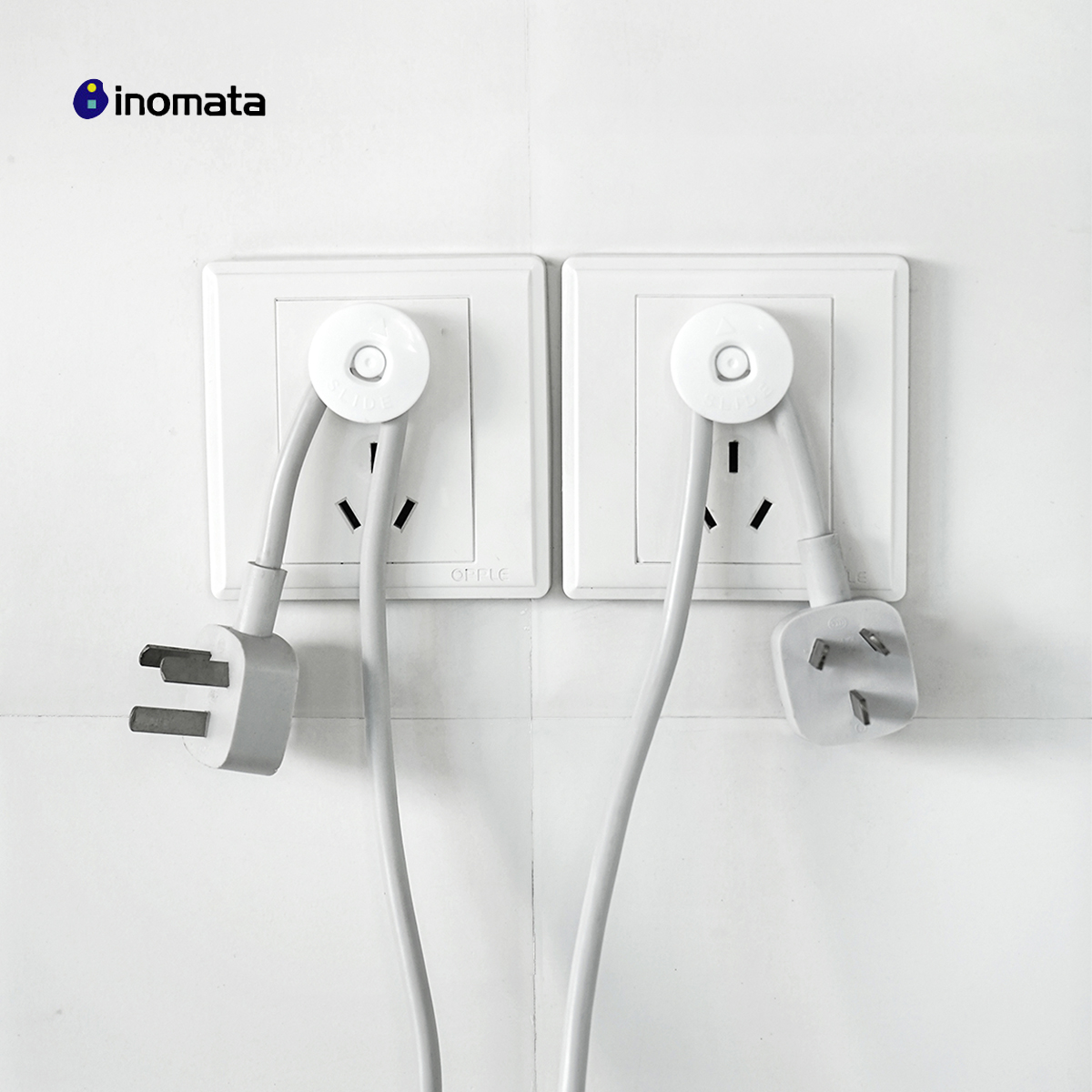 inomata日本进口插头固定器插头挂钩免打孔电源线整理支架扣2个装