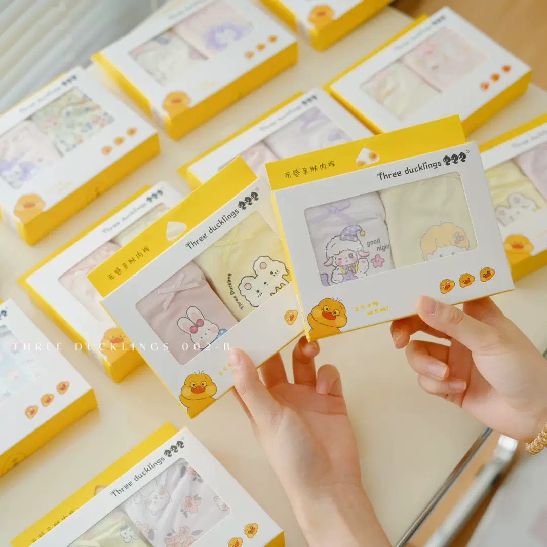 三只小鸭儿童内裤女童卡通儿童平角短裤95%棉男孩内裤中小童抗菌