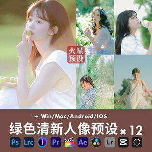 LR预设绿色清新人像调色PS通透滤镜PR/FCPX/LUT飞思剪映像素蛋糕