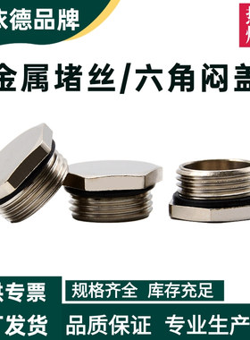 金属闷盖防水塞头IP68堵塞件M22*1.5密封堵丝圆形一字堵头