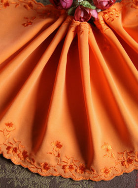 64D 特价 客供 橘红色 针织弹力双边丝线绣花边17公分宽11元1米