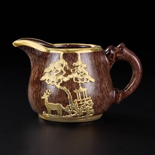 家用陶瓷功夫茶具茶漏配件分茶器 非遗金镶玉高端建盏公道杯茶海