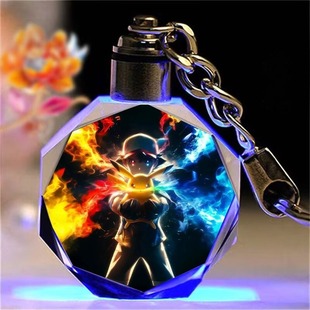 精灵宝可梦皮卡丘水晶小玩具书包高颜值小挂件神奇宝贝发光钥匙扣