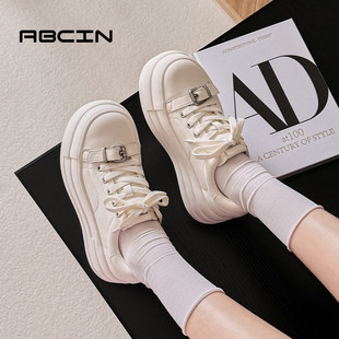 女D2588 简约休闲鞋 ABCIN厚底小白鞋 显高时尚