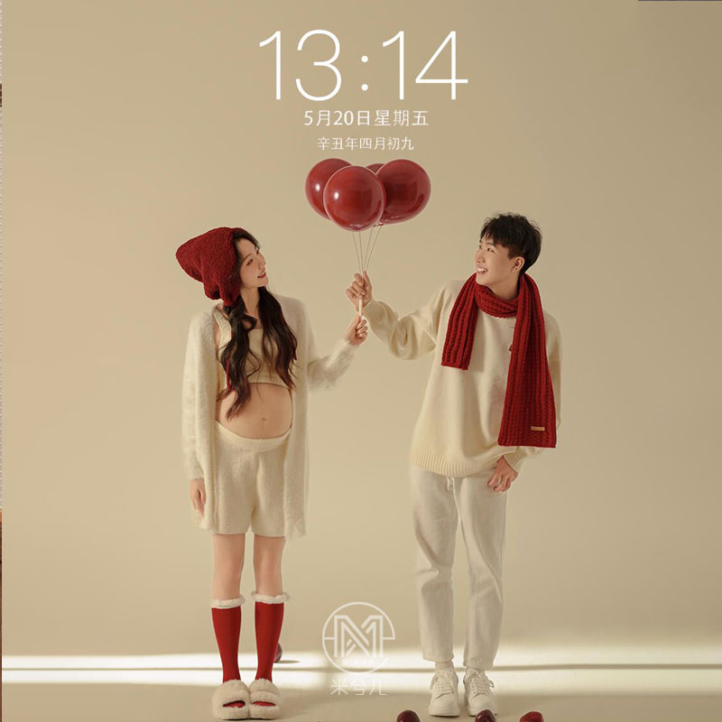 情侣冬日暖日毛衣圣诞孕妈写真服