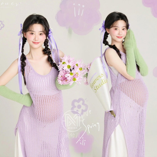 春夏孕妇拍照服装小清新吊带裙
