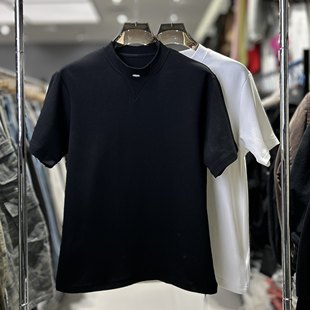 CYC潮牌纯色简约短袖半高领打底衫男士内搭上衣时尚休闲T恤5017