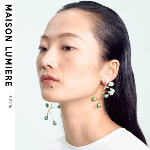 美颂之光MaisonLumiere 敦煌青鸟12羽耳环 中西结合 灵动 新中式