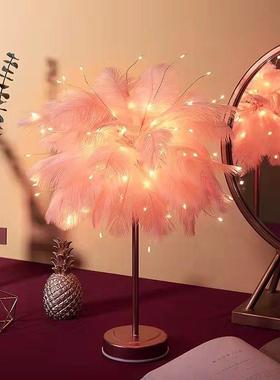 羽毛柜装创饰饰品斯间堪的纳维亚风格客厅餐桌电视羽毛灯床头柜房