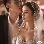 希腊女神范头纱高档钉珠水钻民族风头纱新娘结婚拍片摄影出样造型