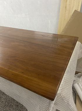 定制南美胡桃木整板大板会议桌实木办公桌中式茶桌原木吧台板