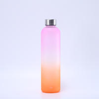 Gradient color space cup, outdoor portable large-capacity frosted sports and fitness water cup, stainless steel lid, vertical lift cup thumbnail 6