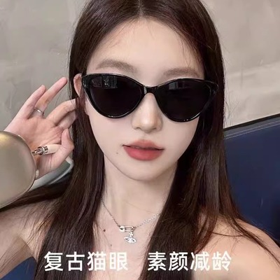 复古猫眼墨镜女款2024新款高级感防紫外线户外太阳眼镜男女新上架